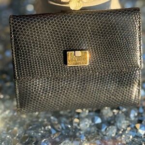 Salvatore Ferragamo Black Wallet with Gold Accent